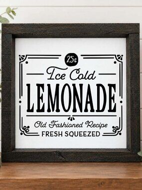 Ice Cold Lemonade Handcrafted wood & canvas sign